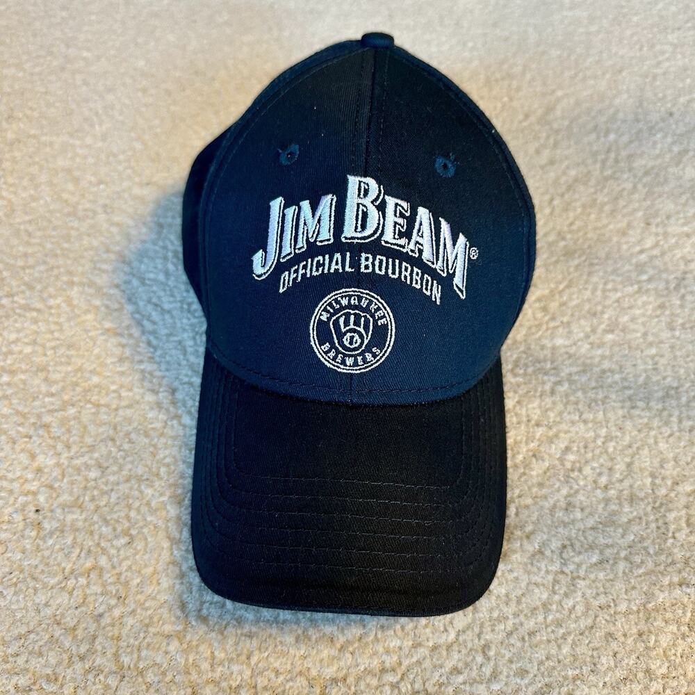 EUC Milwaukee Brewers Jim Beam Stadium Giveaway SnapBack Deep Navy Blue Rare0